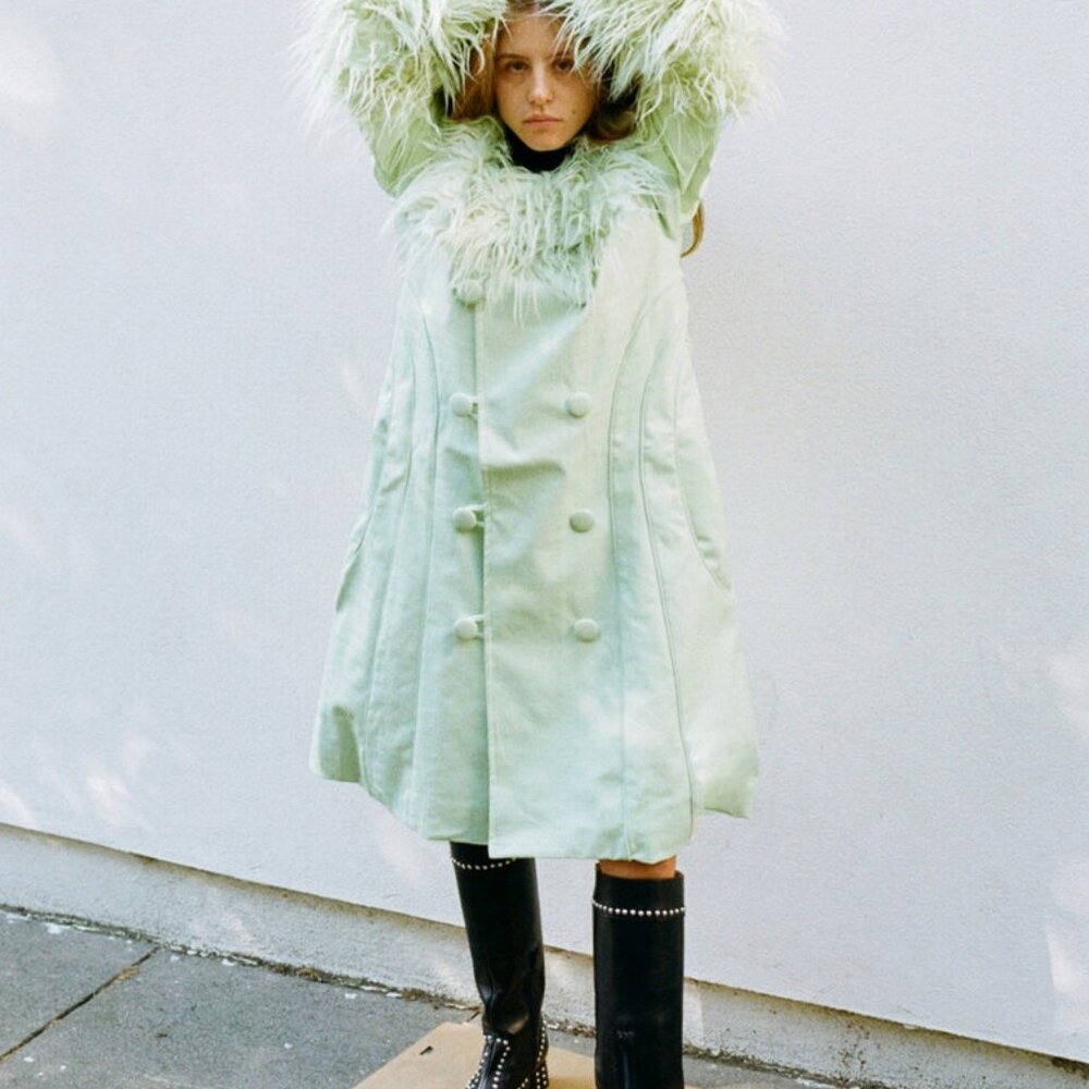 House of Sunny "Penny" mint green statement coat - Picture 4 of 10